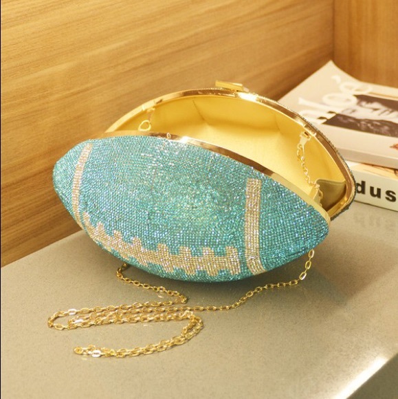 Raider Black & Silver Rhinestone Embellished Football Lover Purse - Picture 6 of 11